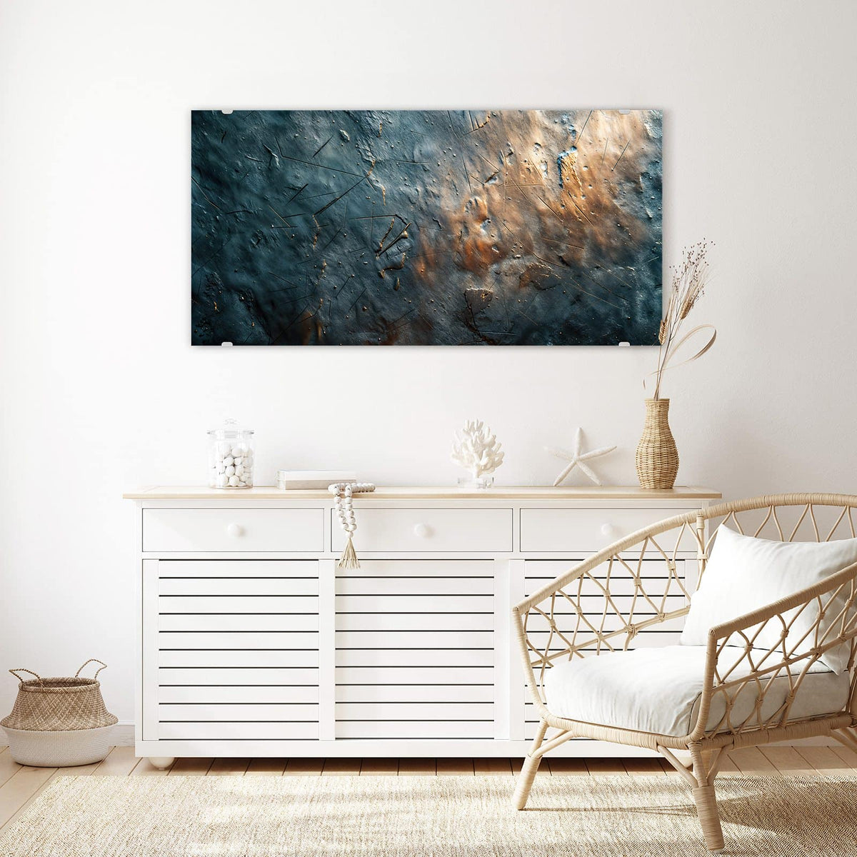 Echtglas, 4 mm – kein Acryl, keine Folie – Wandbild - Zerkratzter Schiefer - Querformat