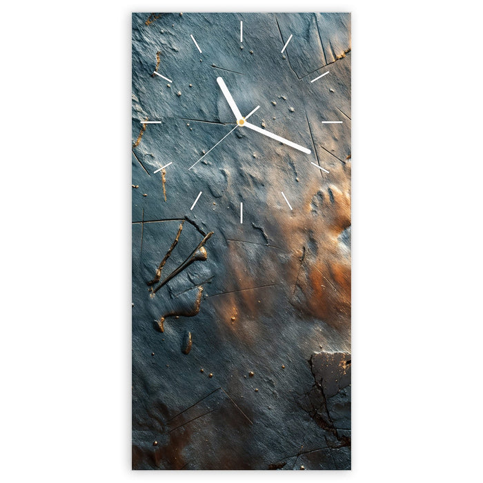 Wanduhr Metallische Oberfläche aus Glas – Hochformat 30 × 60 cm mit Ziffernblatt Linie
