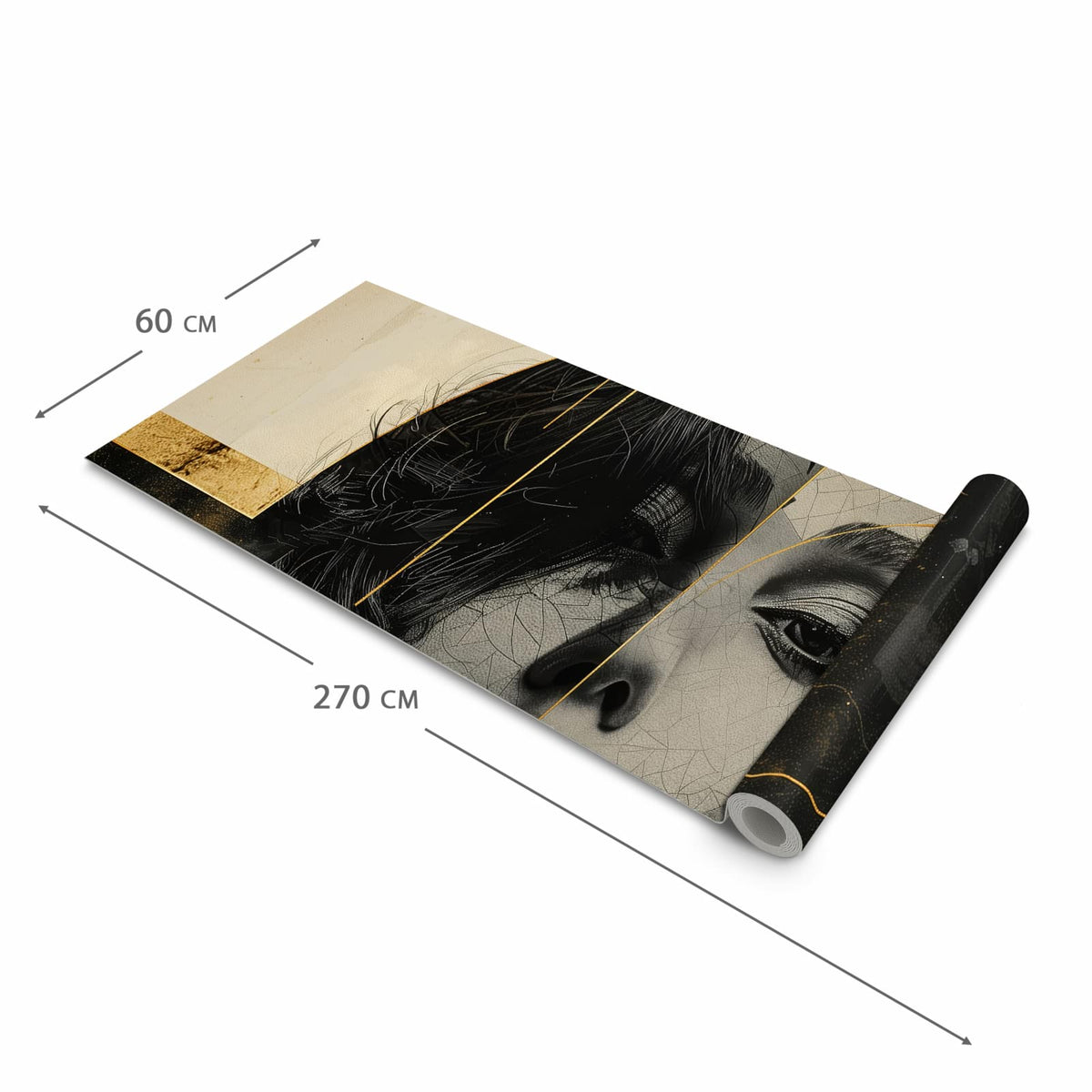 Geruchsneutraler rutschfester Küchenläufer mit Motiv Künstlerisches Porträt in der Grösse 80x200 cm