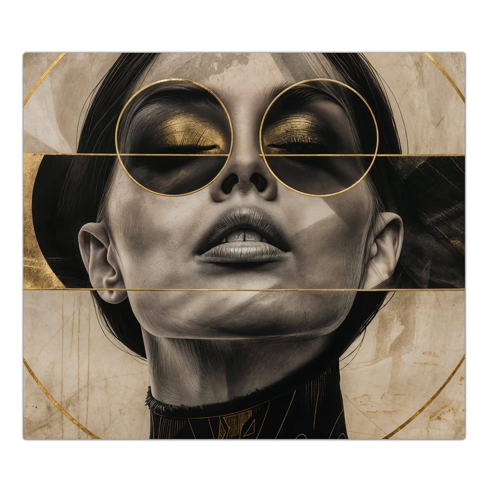 1-teilige Herdabdeckung aus Glas mit Abstrakte Sonnenbrille-Motiv in der Frontansicht #grösse_1-Teilig (60x52cm)
