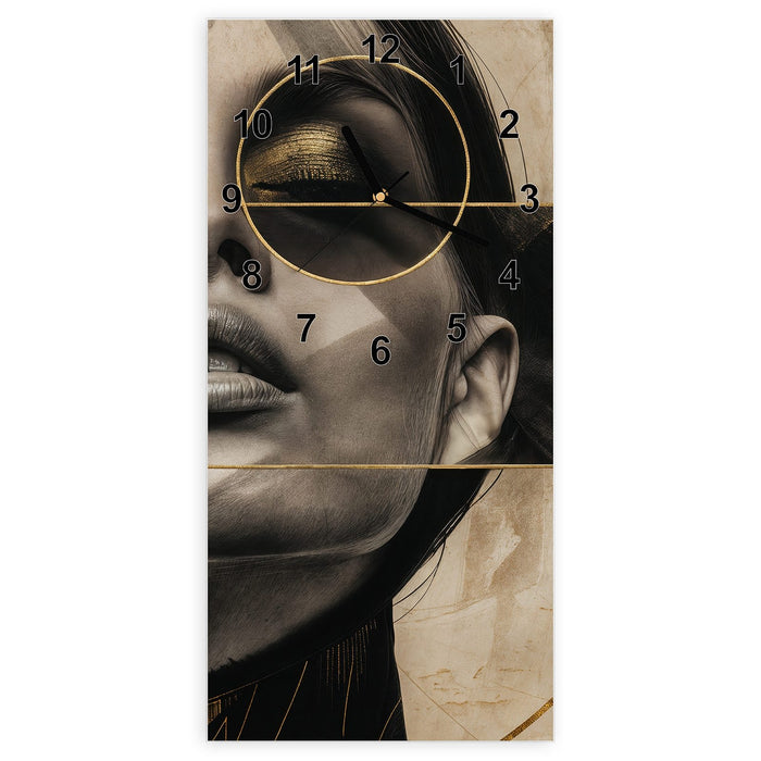 Wanduhr Abstrakte Sonnenbrille aus Glas – Hochformat 30 × 60 cm mit Ziffernblatt Modern