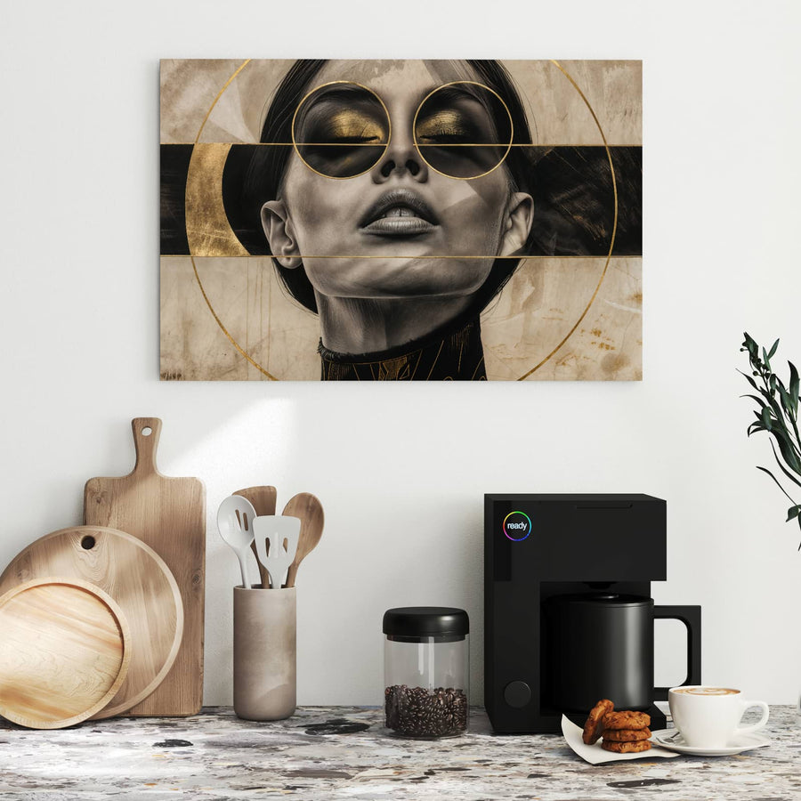 Maße Metall Magnettafel - Porträt mit Goldbrille