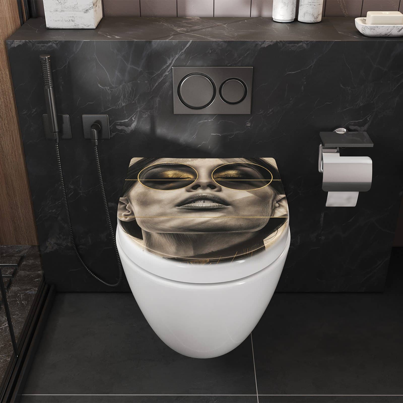 WC-Sitz mit Absenkautomatik Abstrakte Sonnenbrille
