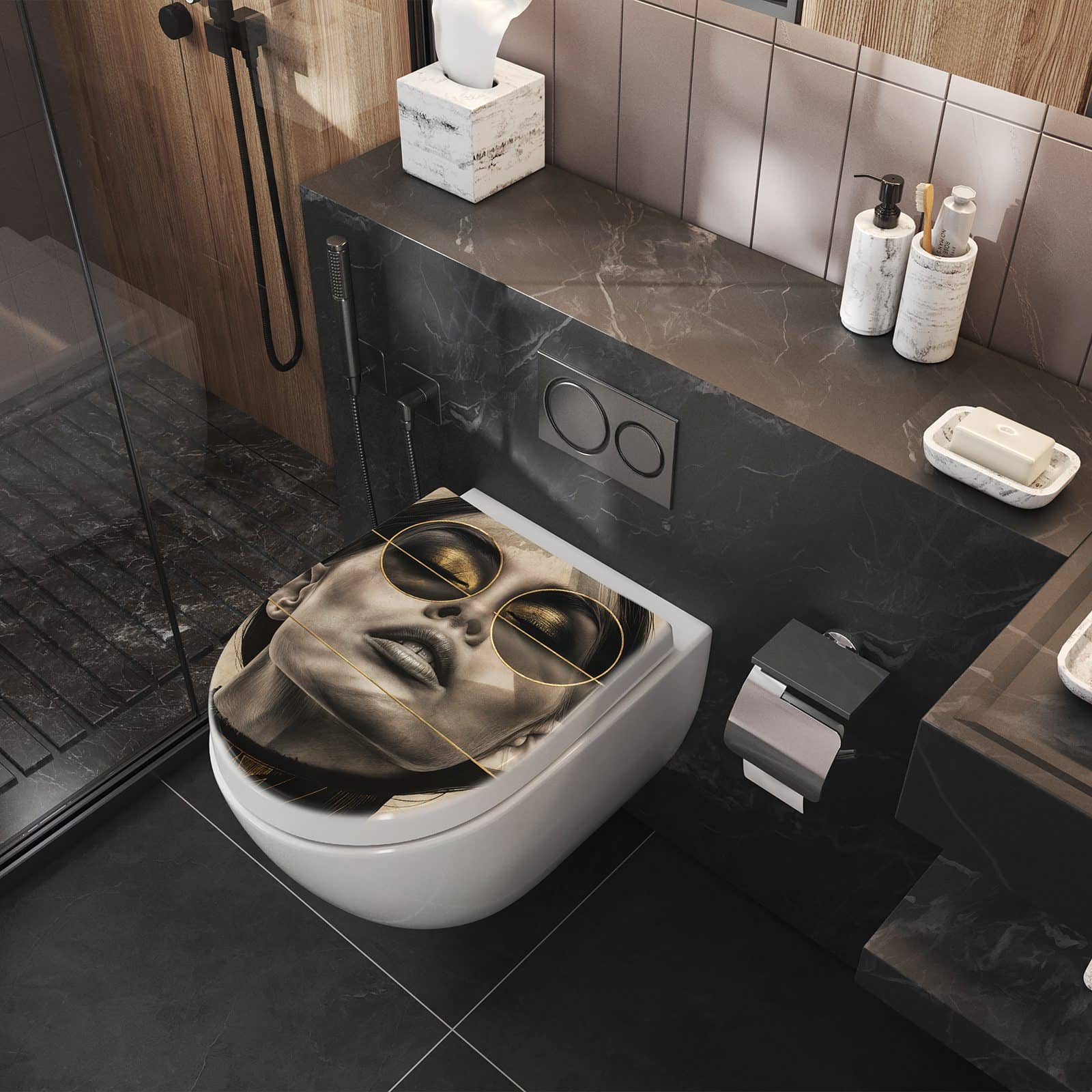 WC-Sitz mit Absenkautomatik Abstrakte Sonnenbrille