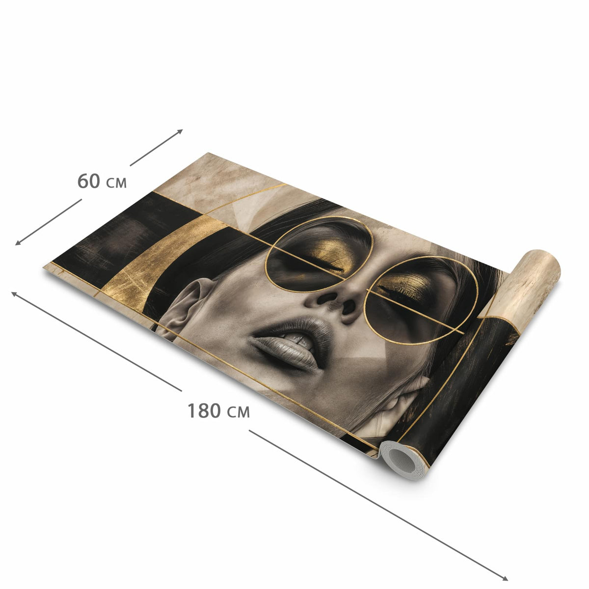 Feuchtigkeitsresistenter Bodenläufer mit Motiv Abstrakte Sonnenbrille in der Grösse 80x200 cm