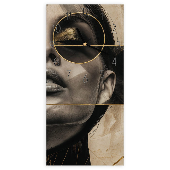 Wanduhr Abstrakte Sonnenbrille aus Glas – Hochformat 30 × 60 cm mit Ziffernblatt Elegant