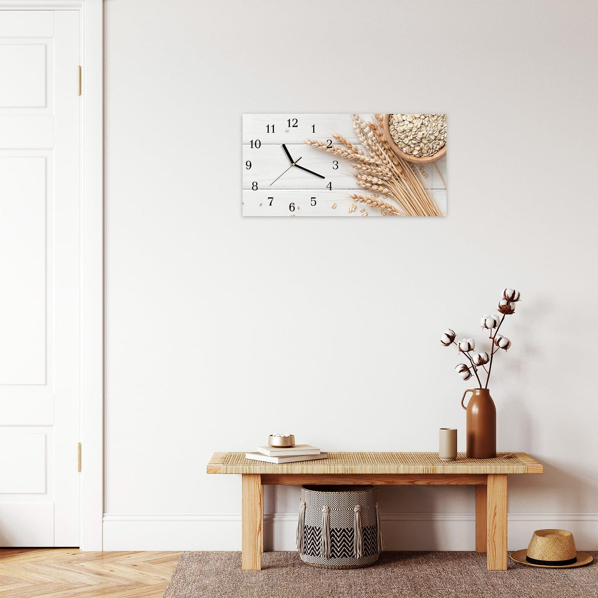 Moderne Wanduhr aus Glas mit Farbtiefe – Wanduhr Weizenoer Selektion aus Glas – Querformat 60 × 30 cm
