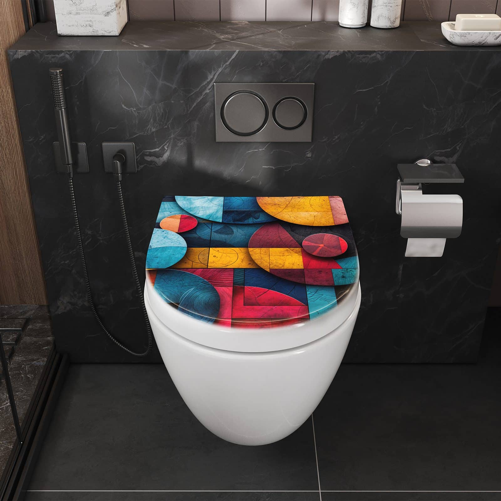 WC-Sitz mit Absenkautomatik Bunte Kreise