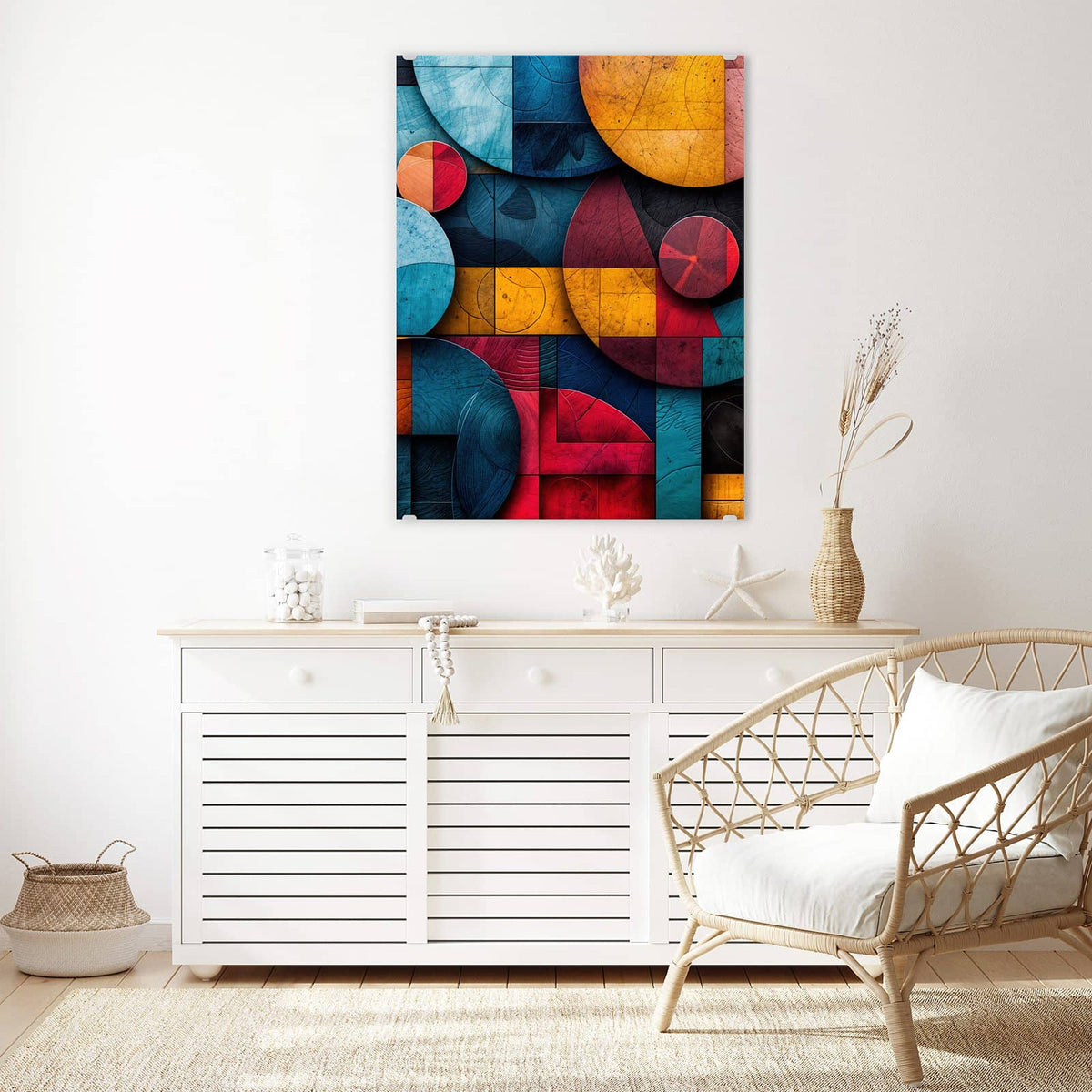 Aufhängung liegt bei – Motiv später wechselbar – Wandbild - Formen im Bauhaus-Stil - Hochformat