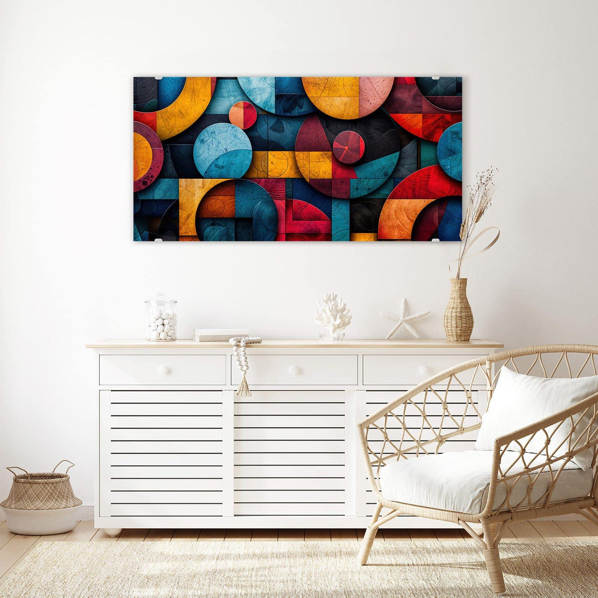 Echtglas, 4 mm – kein Acryl, keine Folie – Wandbild - Formen im Bauhaus-Stil - Querformat
