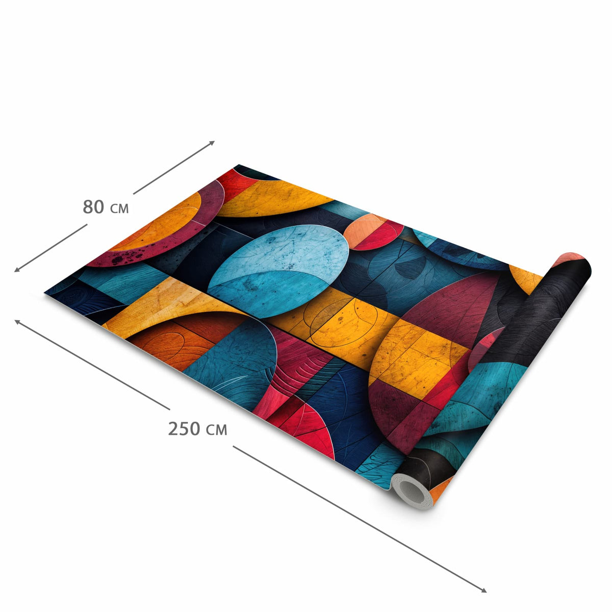 Geräuschdämpfender Läufer für die Küche mit Motiv Bunte Kreise in der Größe 60x90 cm