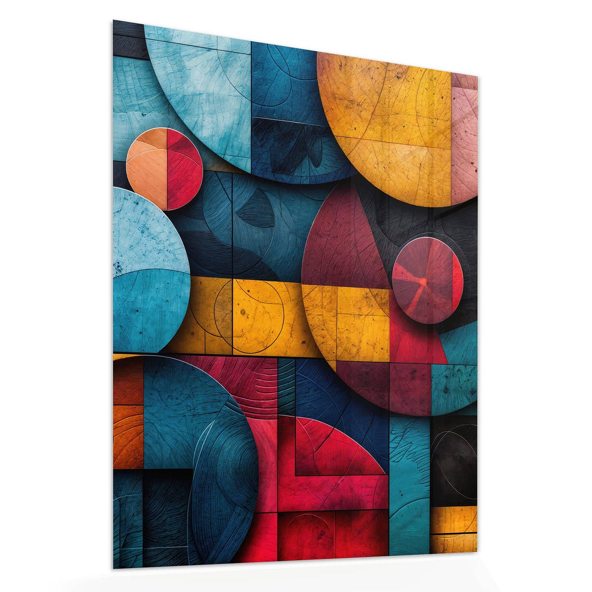 Echtglas, 4 mm – kein Acryl, keine Folie – Wandbild - Formen im Bauhaus-Stil - Hochformat