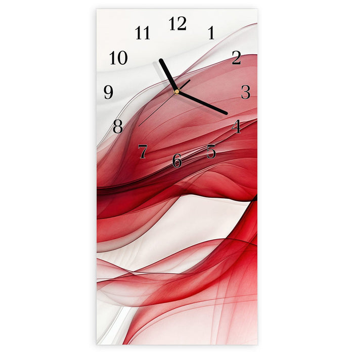 Wanduhr Farbige Wellen aus Glas – Hochformat 30 × 60 cm mit Ziffernblatt Klassisch