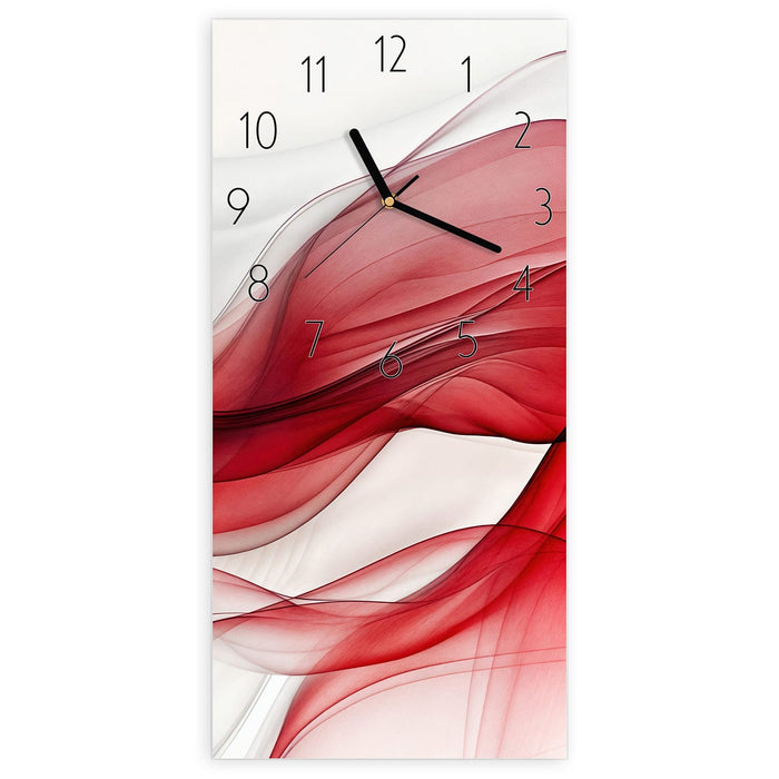 Wanduhr Farbige Wellen aus Glas – Hochformat 30 × 60 cm mit Ziffernblatt Elegant