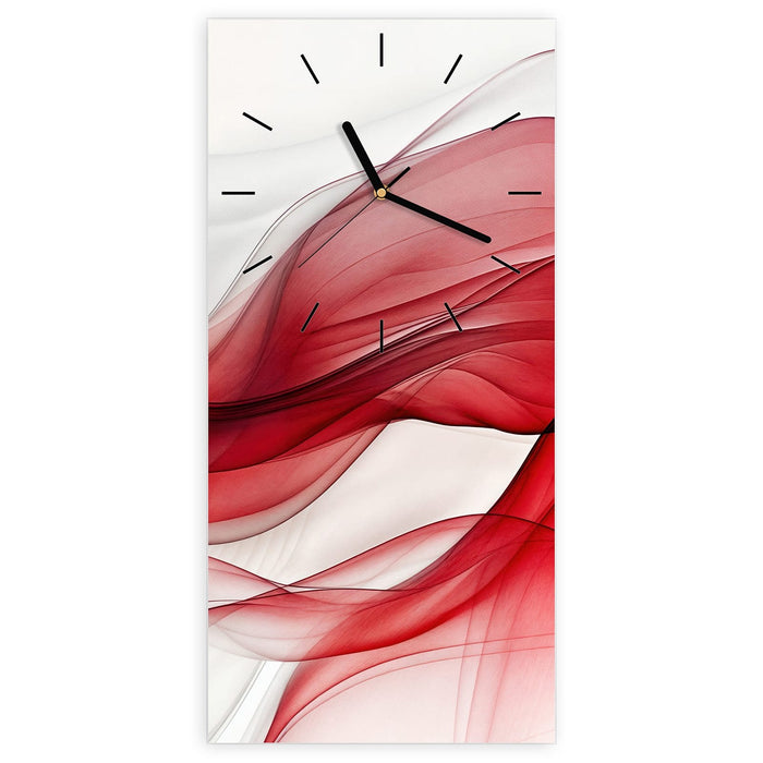 Wanduhr Farbige Wellen aus Glas – Hochformat 30 × 60 cm mit Ziffernblatt Linie