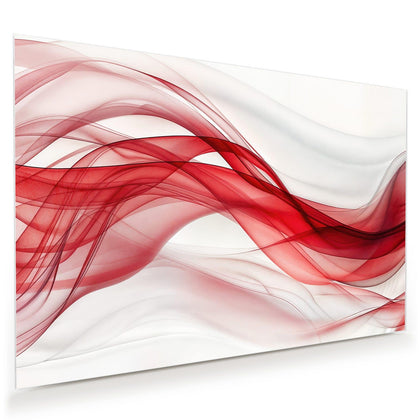 Wandbild mit dem Motiv Rote Bänder auf Weiß
