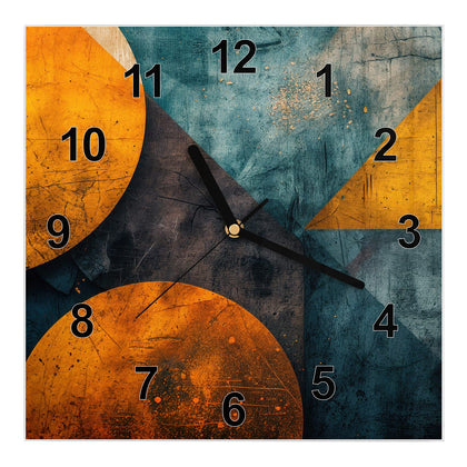 Wanduhr Quadratisch mit dem Motiv Kreise und Dreiecke