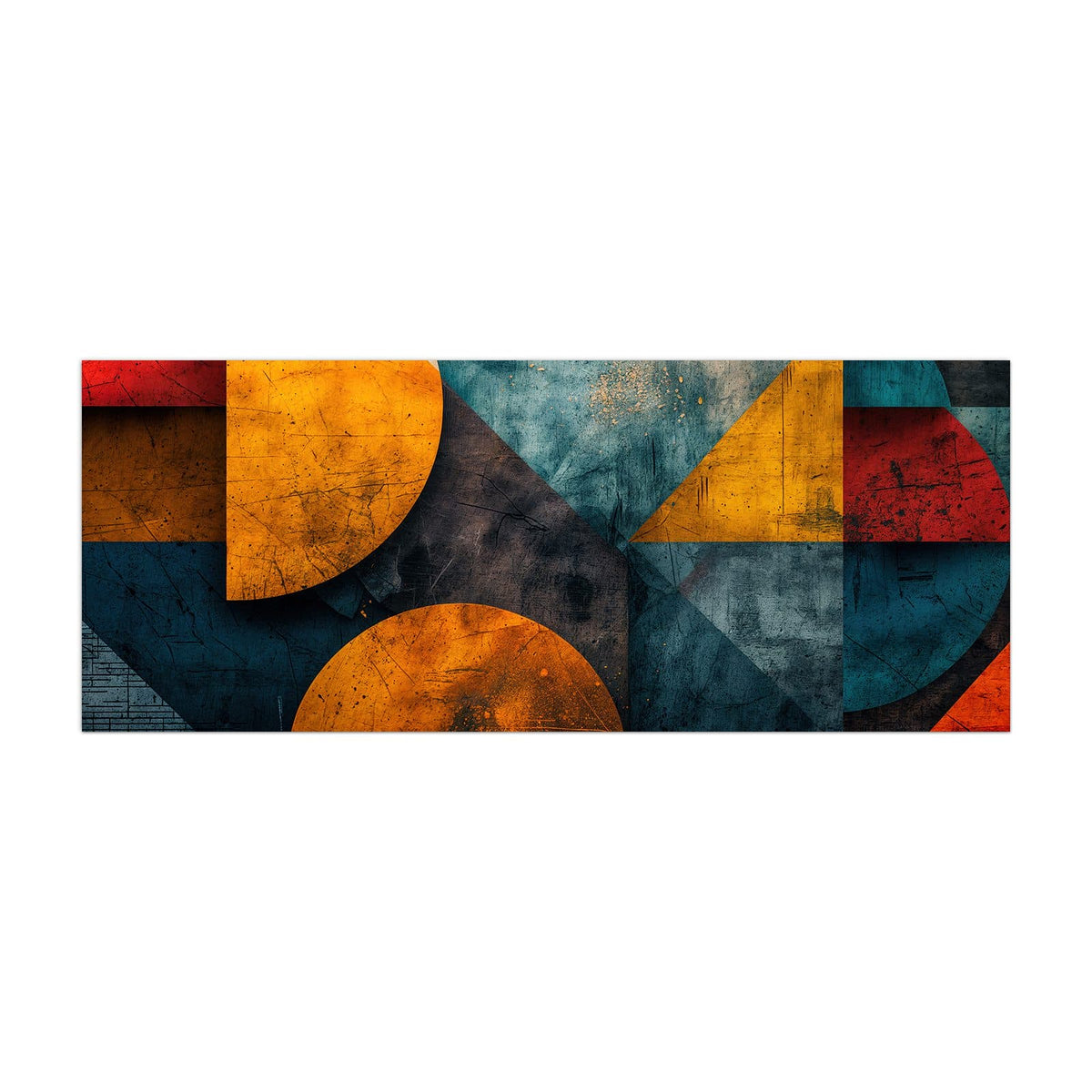 Küchenrückwand aus Glas Kreise und Dreiecke im Hochformat, Motiv bildfüllend von vorn