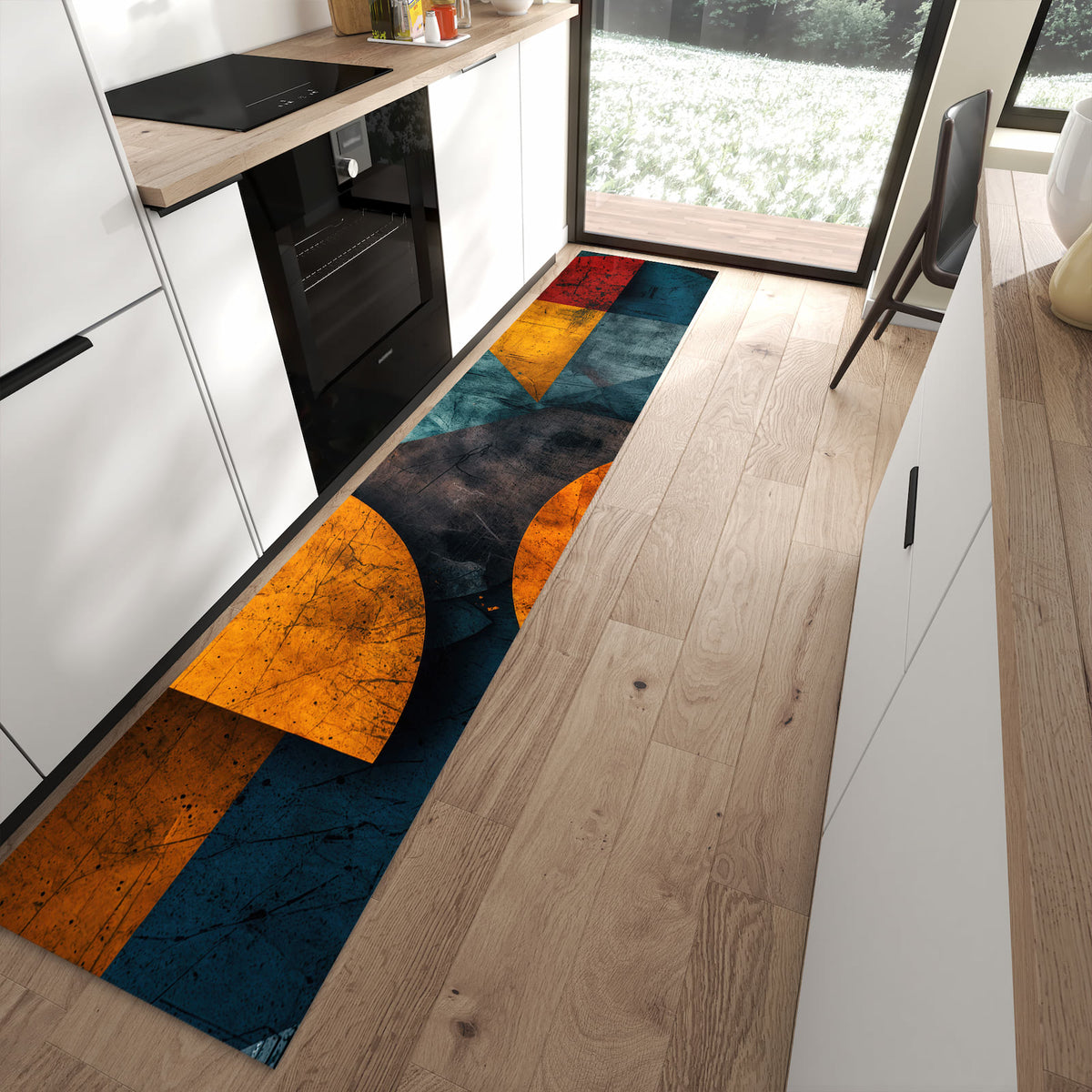 13 Größen – von 60 × 90 bis 80 × 300 cm – Küchenläufer - Kreise und Dreiecke