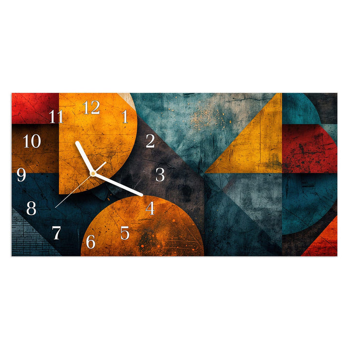 Wanduhr Geometrische Kunst aus Glas – Querformat 60 × 30 cm mit Ziffernblatt Klassisch