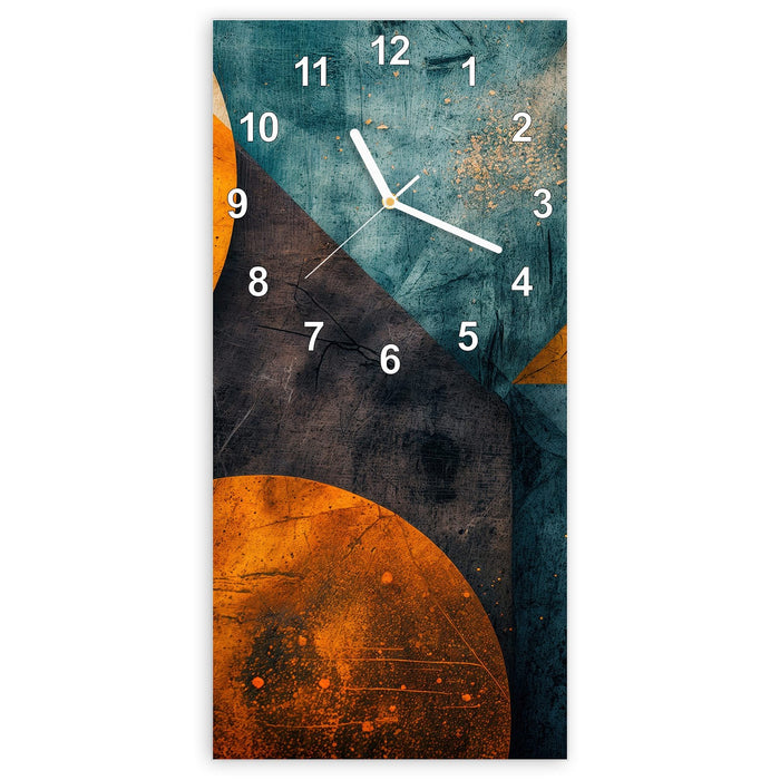 Wanduhr Geometrische Kunst aus Glas – Hochformat 30 × 60 cm mit Ziffernblatt Modern