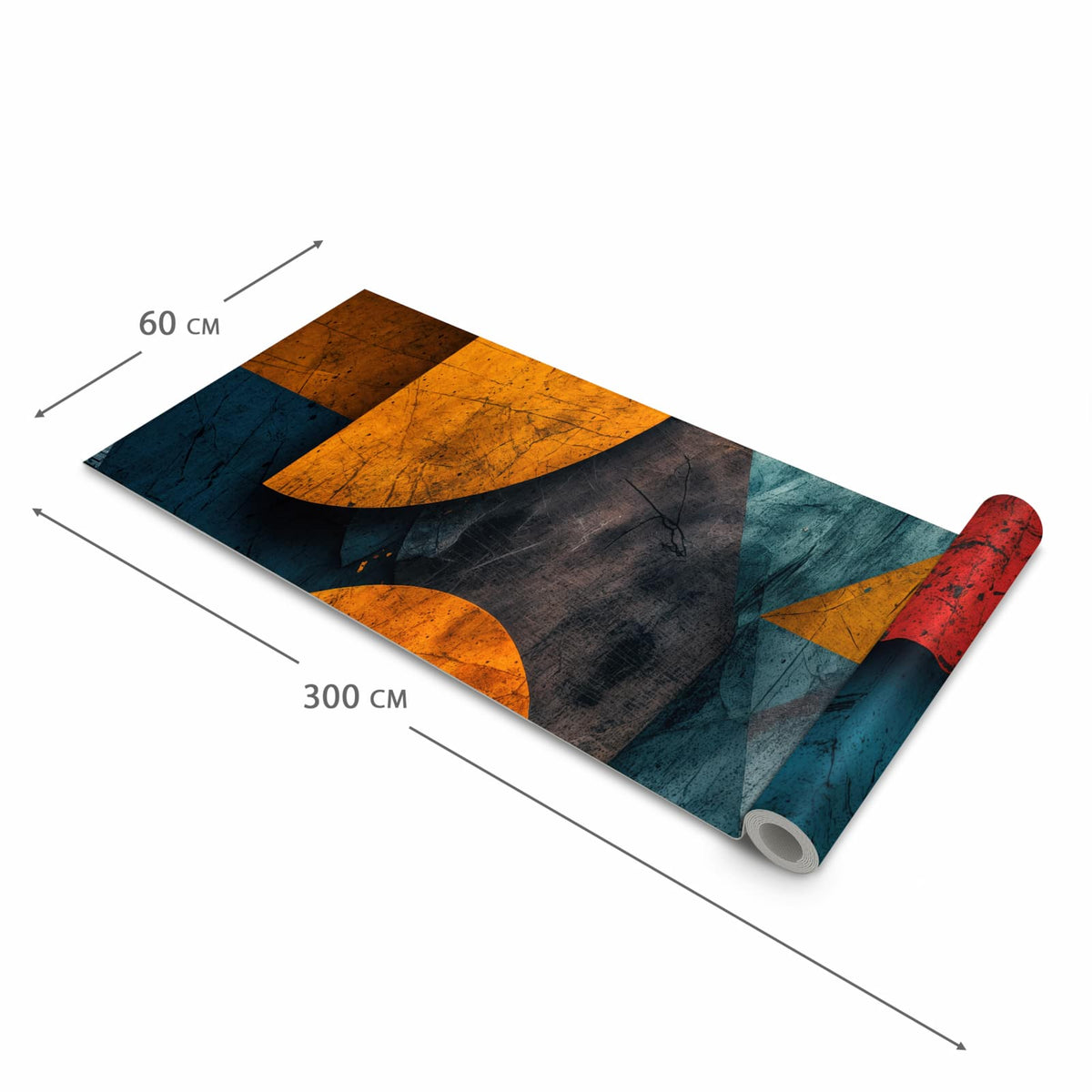 Rutschfester waschbarer Küchenläufer mit Motiv Geometrische Kunst in der Größe 60x300 cm