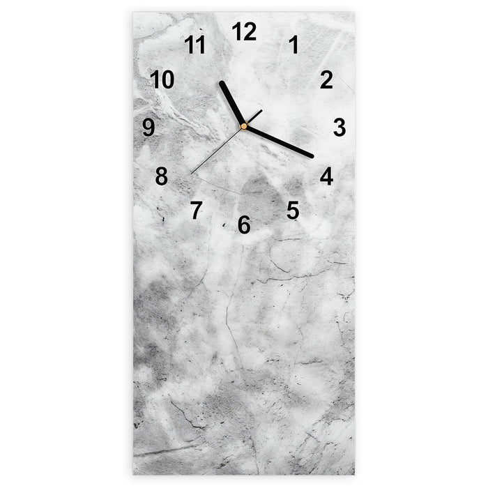 Wanduhr Marmor Struktur aus Glas – Hochformat 30 × 60 cm mit Ziffernblatt Modern