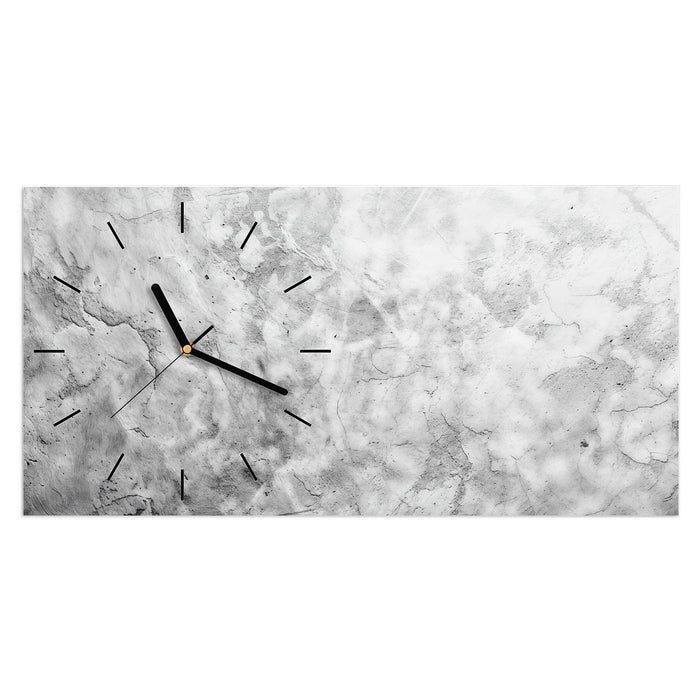 Wanduhr Marmor Struktur aus Glas – Querformat 60 × 30 cm mit Ziffernblatt Linie