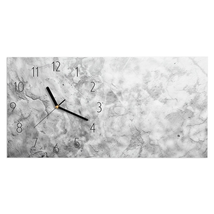 Wanduhr Marmor Struktur aus Glas – Querformat 60 × 30 cm mit Ziffernblatt Elegant