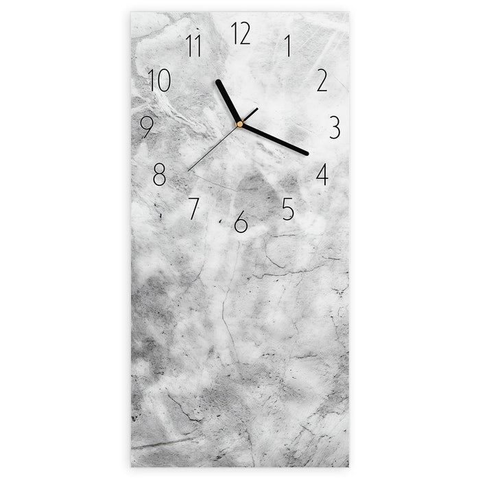 Wanduhr Marmor Struktur aus Glas – Hochformat 30 × 60 cm mit Ziffernblatt Elegant