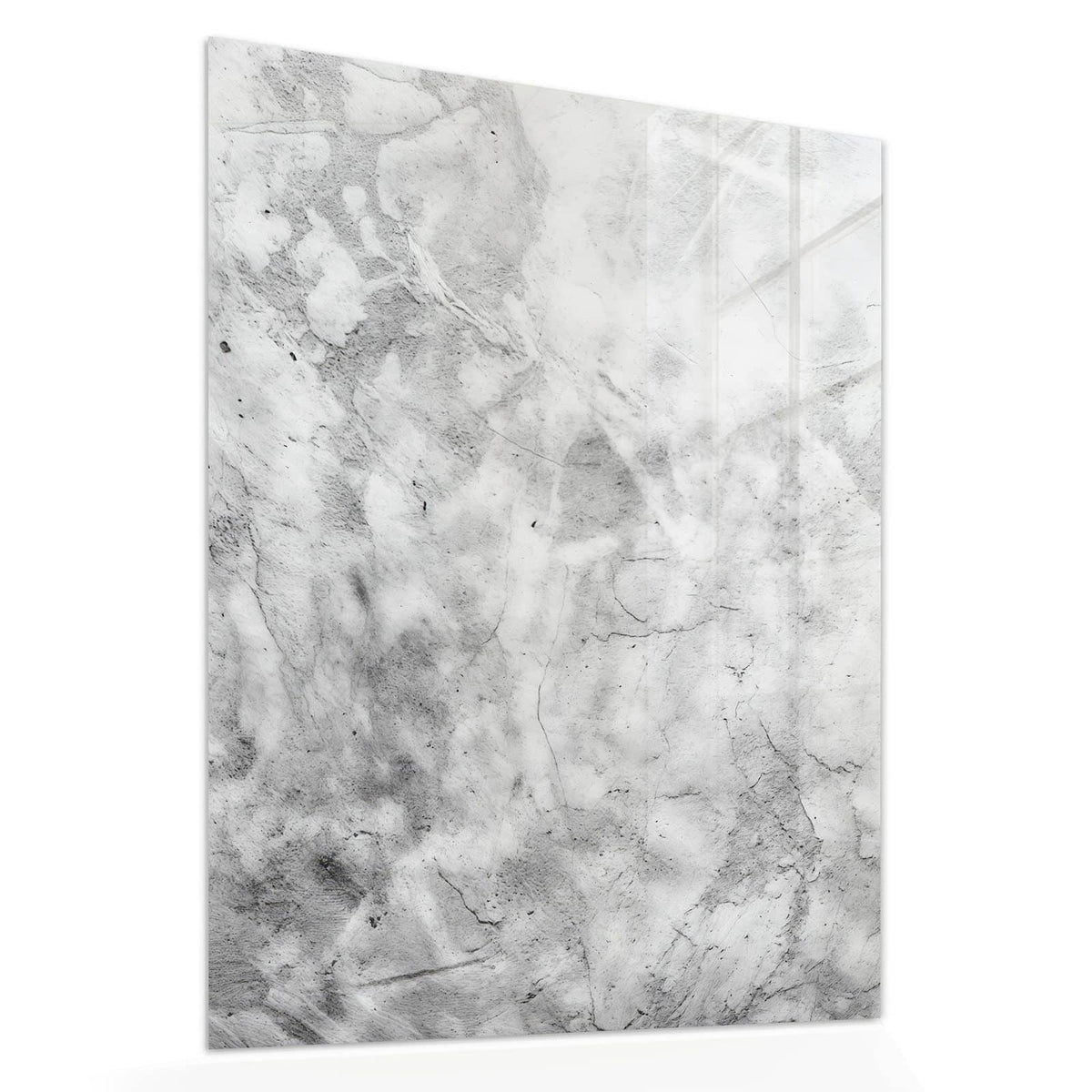 Echtglas, 4 mm – kein Acryl, keine Folie – Wandbild - Weißer Marmor - Hochformat