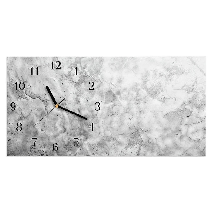 Wanduhr Marmor Struktur aus Glas – Querformat 60 × 30 cm mit Ziffernblatt Klassisch
