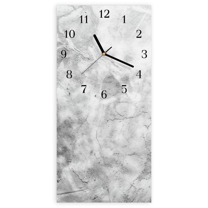 Wanduhr Marmor Struktur aus Glas – Hochformat 30 × 60 cm mit Ziffernblatt Klassisch