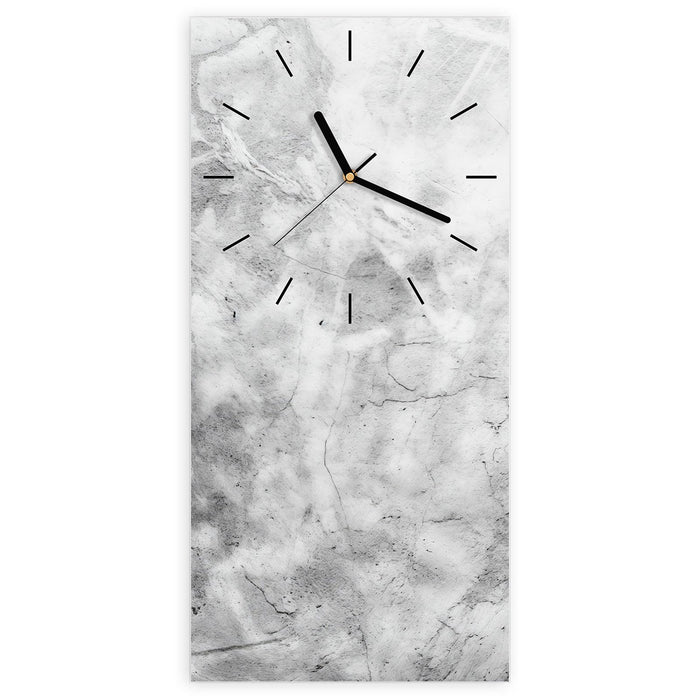 Wanduhr Marmor Struktur aus Glas – Hochformat 30 × 60 cm mit Ziffernblatt Linie