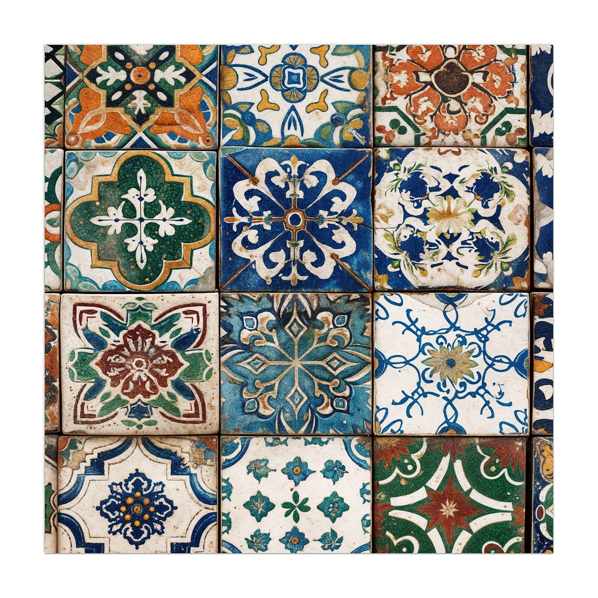Küchenrückwand aus Glas Mediterrane Fliesen im quadratischen Format, Motiv bildfüllend von vorn