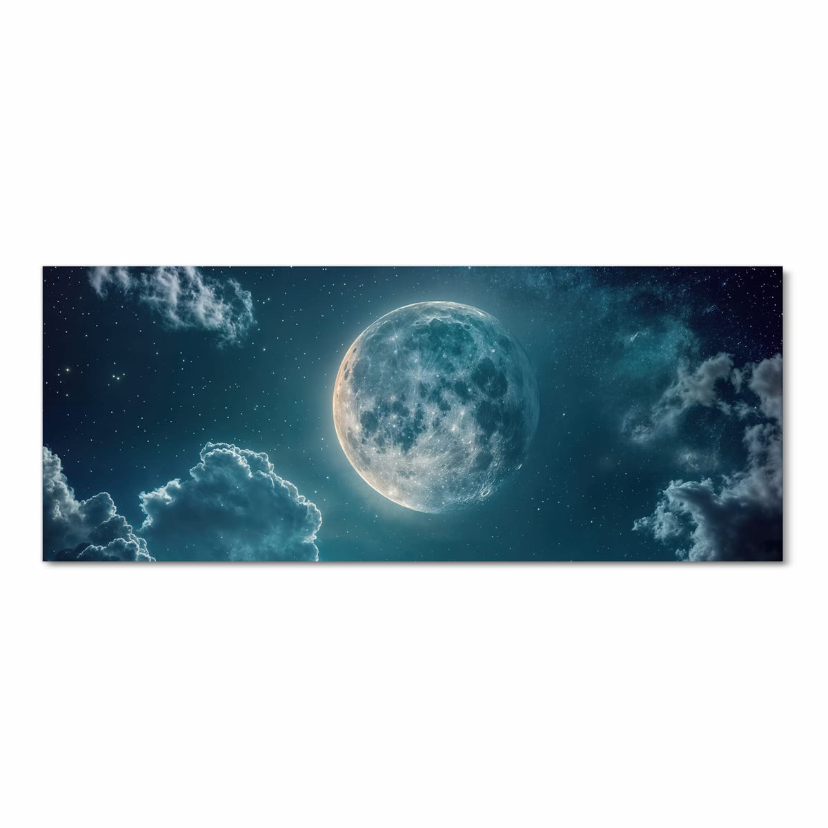 Langlebiger waschbarer Küchenläufer mit Motiv Mond über Wolken in Frontansicht