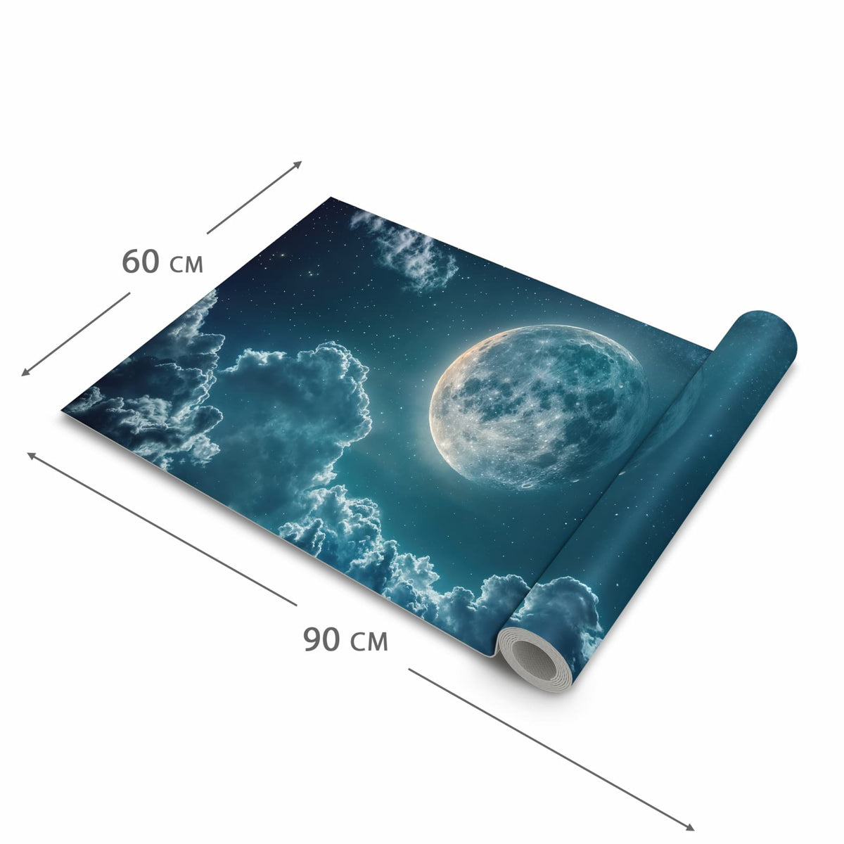 Hygienischer rutschfester Läufer mit Motiv Mond über Wolken in der Grösse 60x270 cm