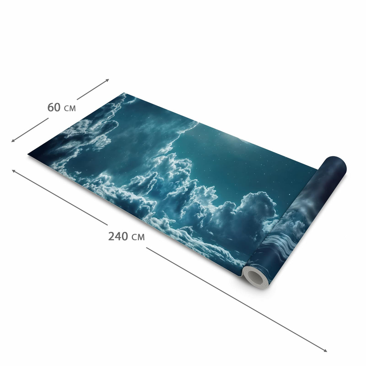Rutschhemmender waschbarer Küchenläufer mit Motiv Mond über Wolken in der Größe 60x270 cm