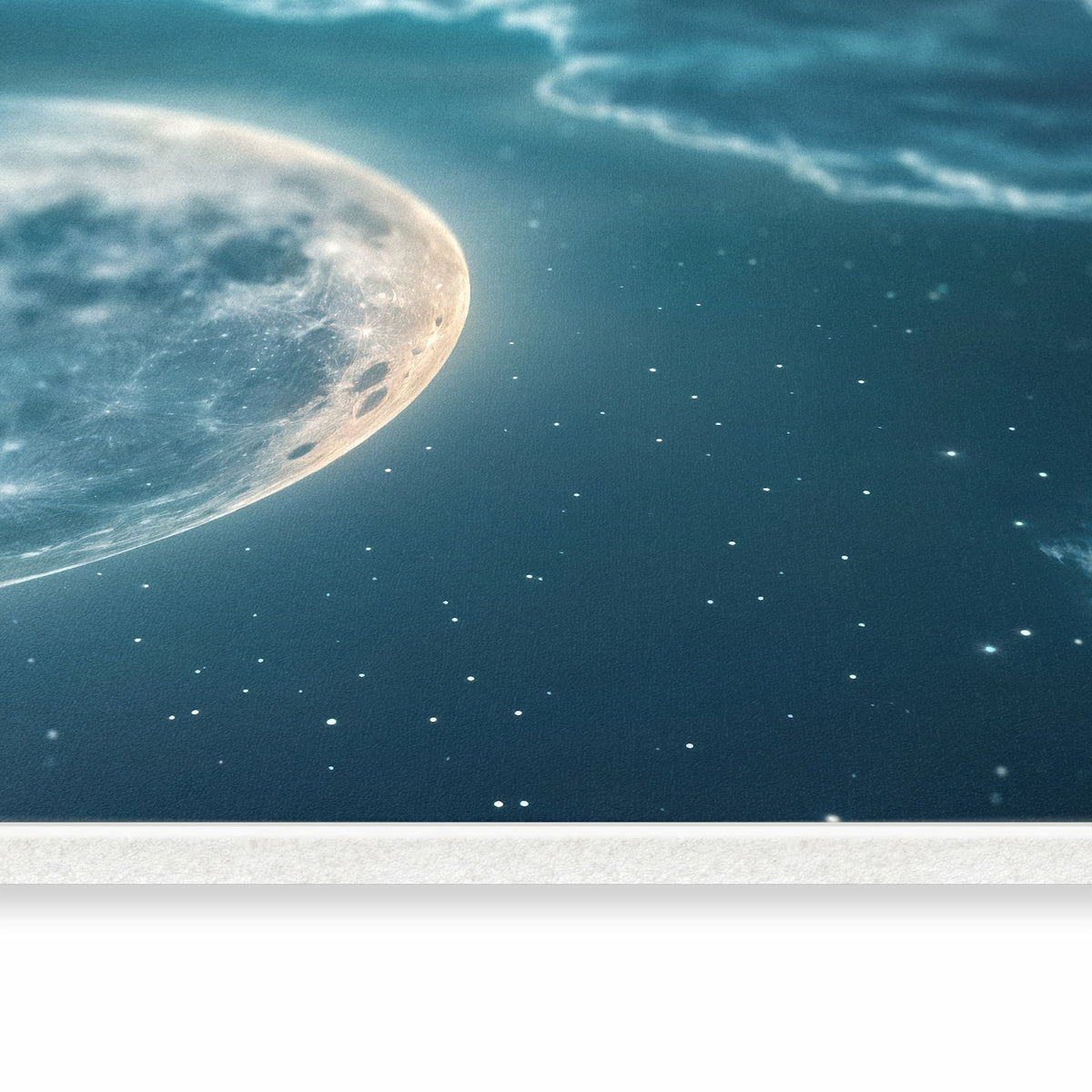 Flacher Küchenteppich mit Motiv Mond über Wolken in seitlicher Ansicht