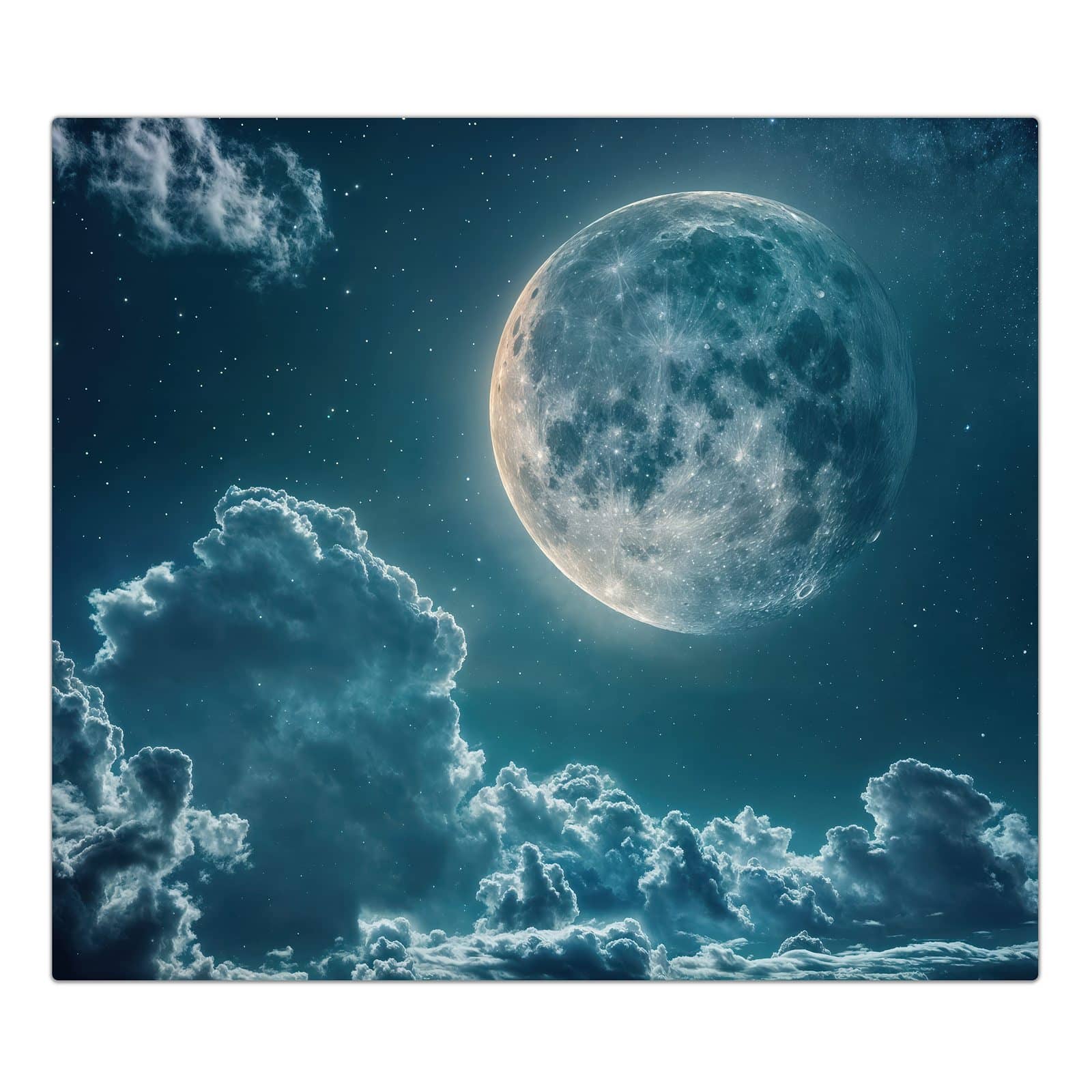 1-teilige Abdeckplatte für Induktionsherd mit Mond über Wolken-Motiv in der Frontansicht #grösse_1-Teilig (60x52cm)