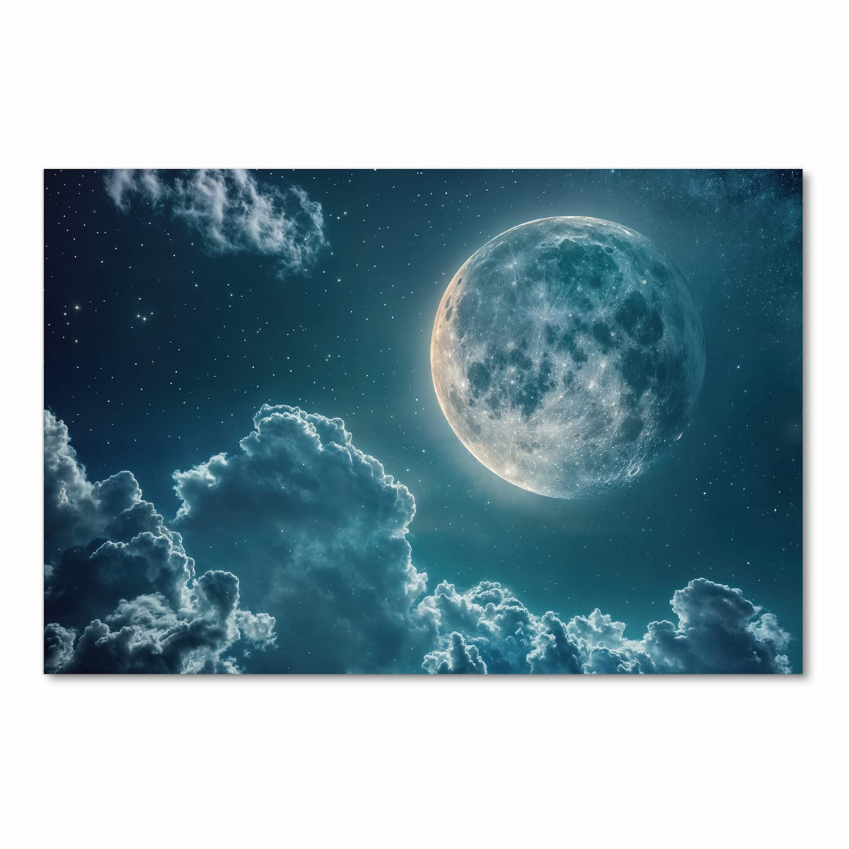 Bodenschonender moderner Küchenläufer mit Motiv Mond über Wolken in Frontansicht