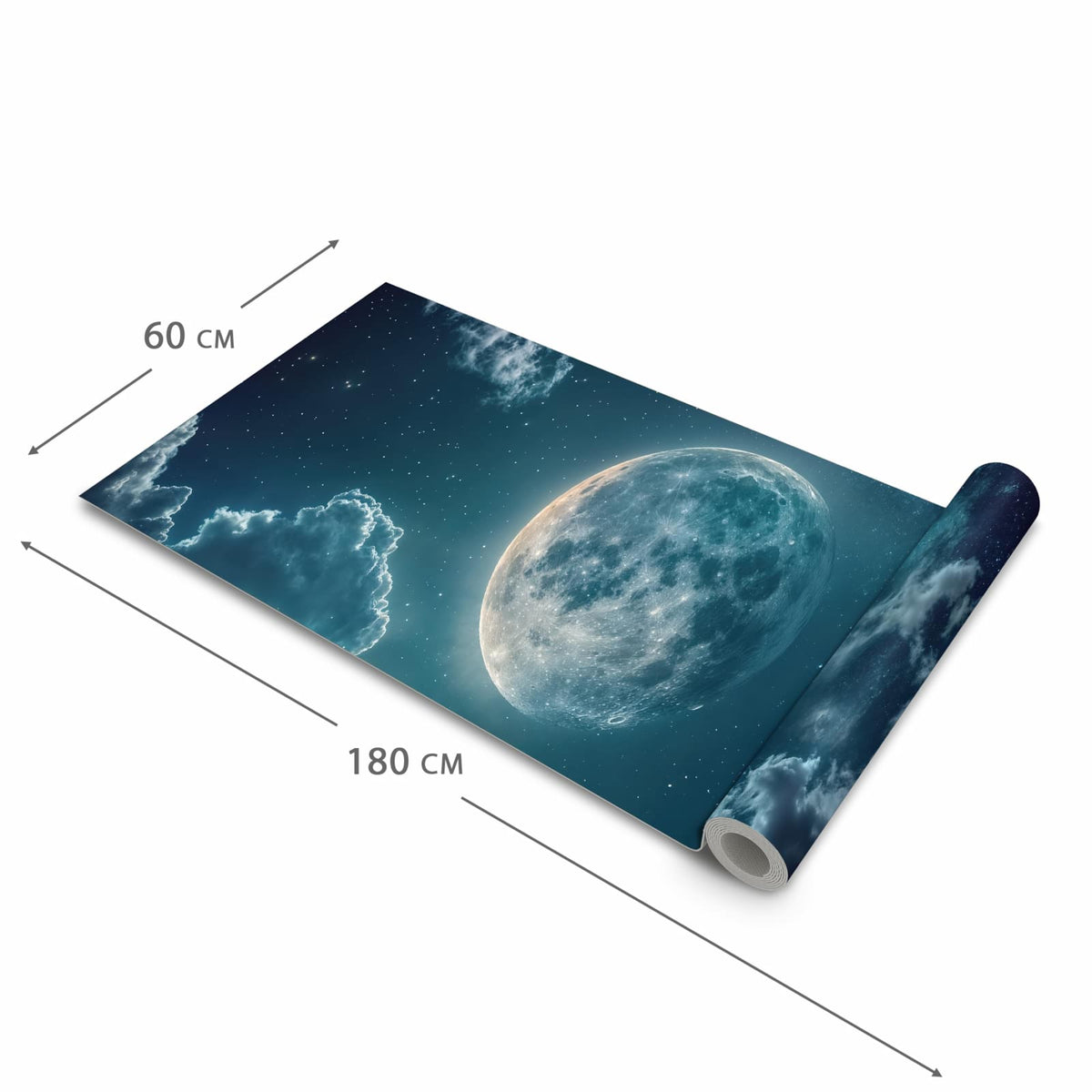 Komfortabler waschbarer Läufer für die Küche mit Motiv Mond über Wolken in der Grösse 60x270 cm