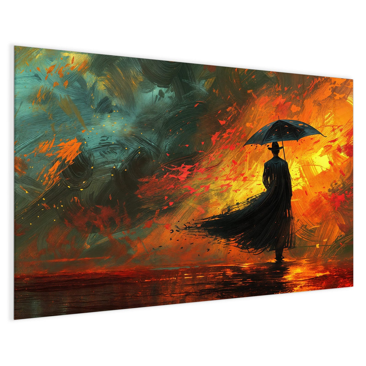4 mm Glas statt lackiertem Blech – Magnettafel - Silhouette mit Schirm
