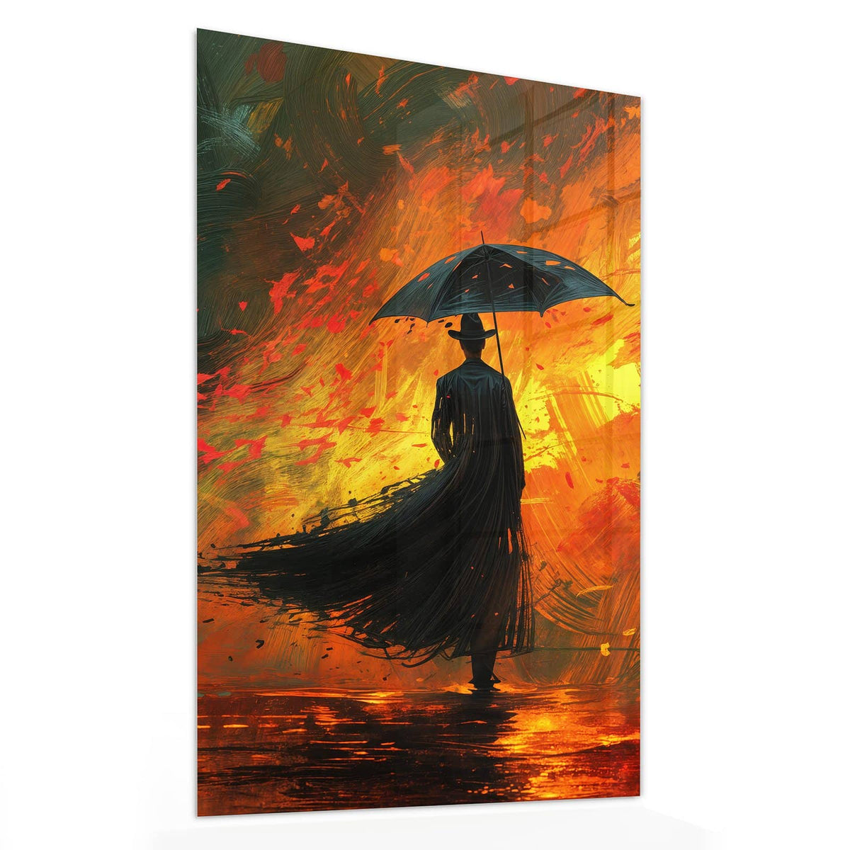 11 Größen – von 30 × 60 bis 60 × 150 cm – Wandbild - Silhouette mit Schirm - Hochformat