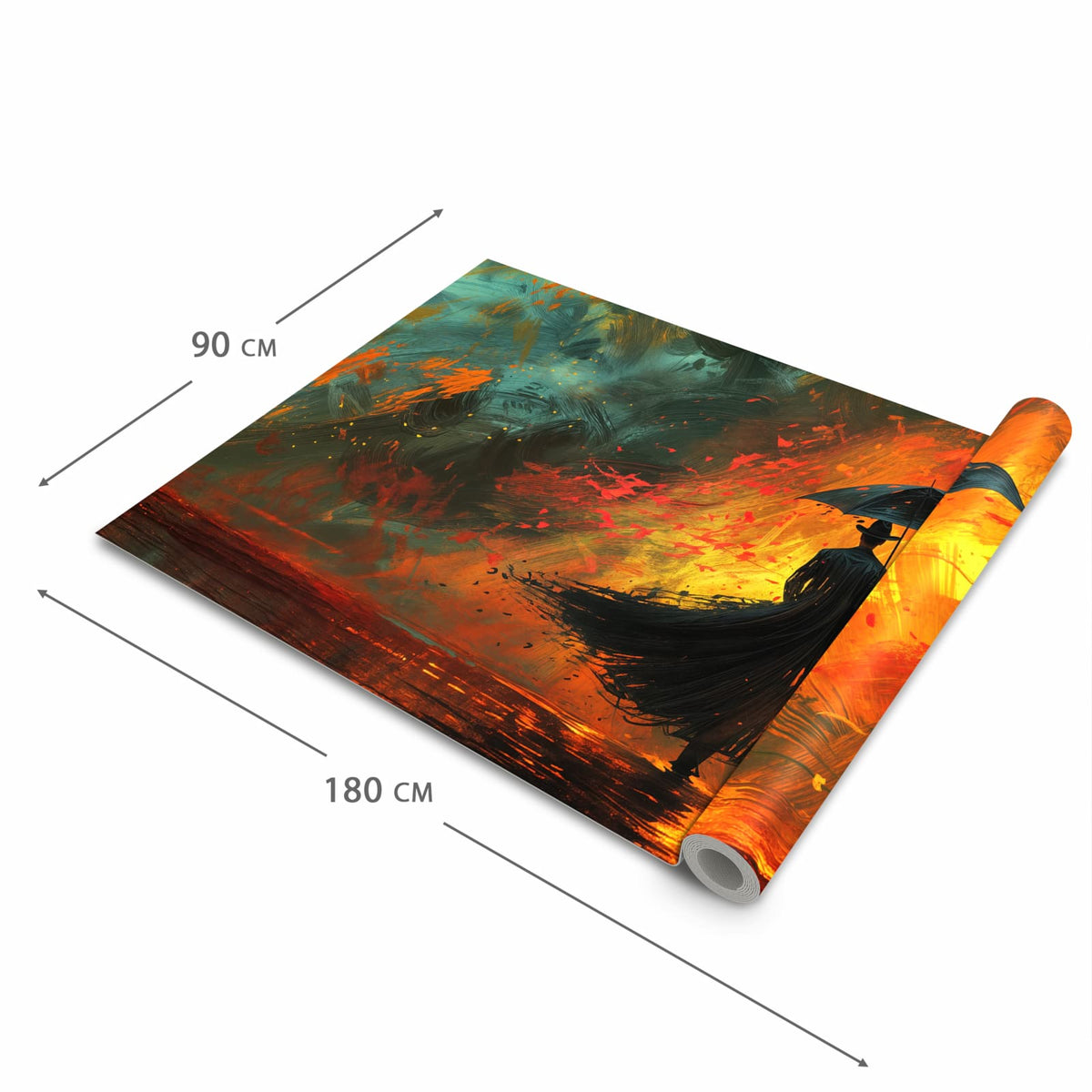 Geruchsneutraler waschbarer Teppich Küche mit Motiv Mann Mit Regenschirm in der Grösse 60x270 cm