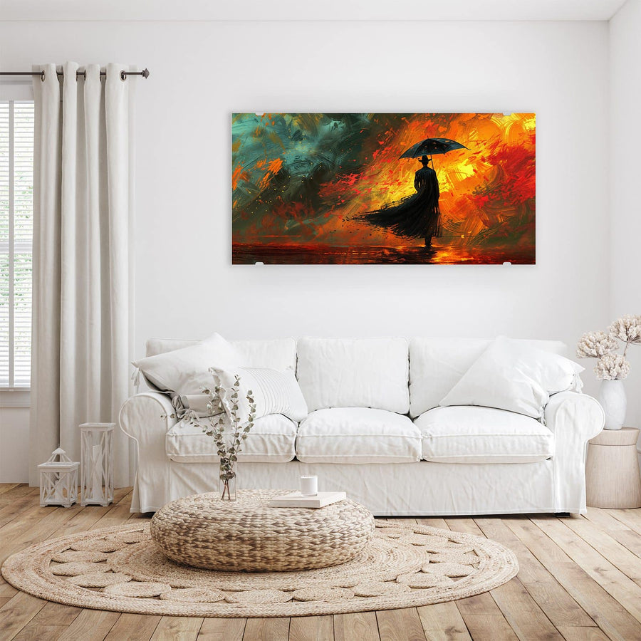 Maße Wandbild - Silhouette mit Schirm - Querformat