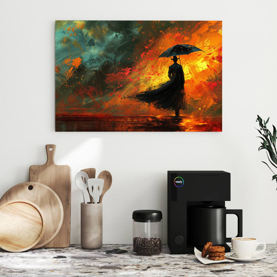 Maße Metall Magnettafel - Silhouette mit Schirm