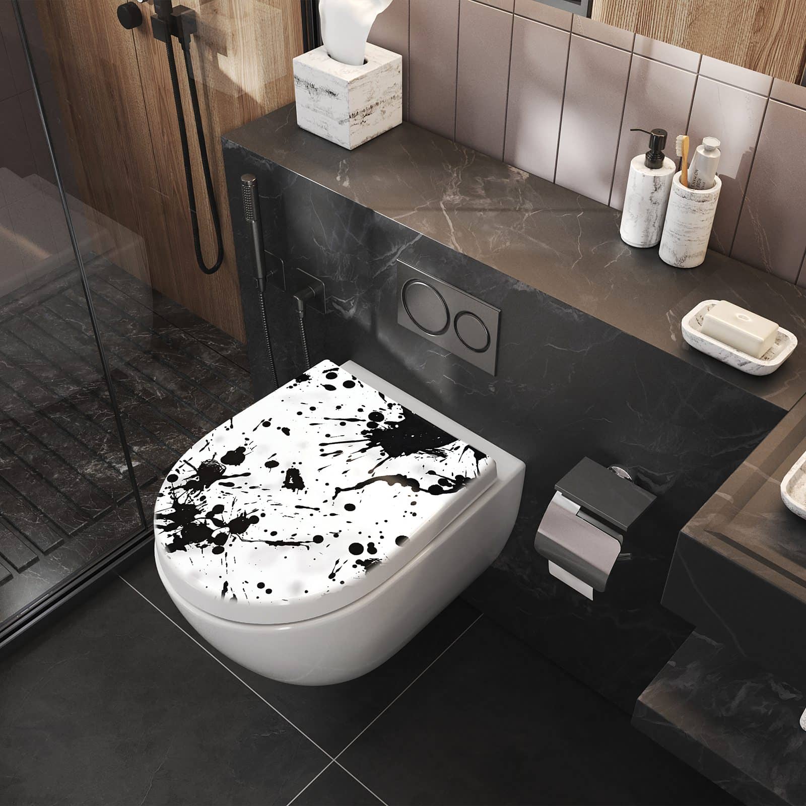 WC-Sitz mit Absenkautomatik Farbkleckse