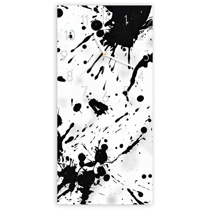 Wanduhr Farbkleckse aus Glas – Hochformat 30 × 60 cm mit Ziffernblatt Elegant