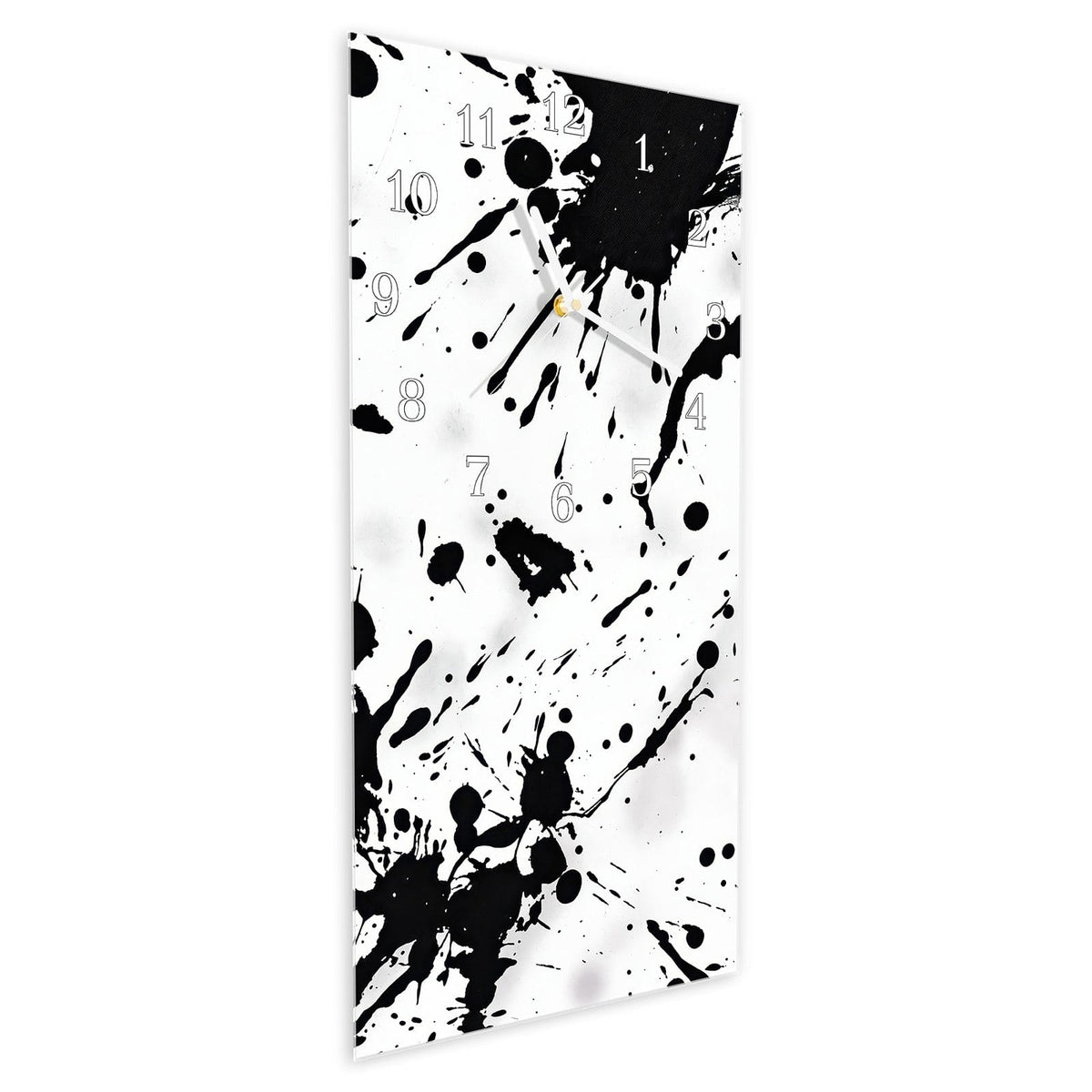 Vormontiert – mit Schwebeeffekt – Wanduhr Farbkleckse aus Glas – Hochformat 30 × 60 cm